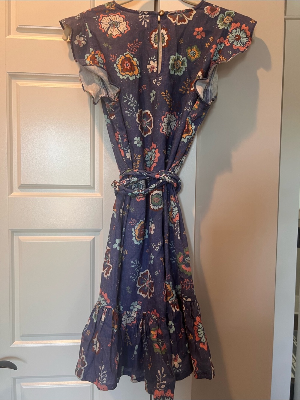 Marine Layer Navy Floral Belted Midi Dress